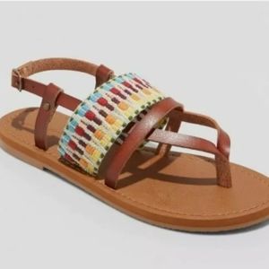 Universal Thread Sandals Womens 8  Rainbow Woven Brown Senora NEW